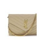 Beige Calf Leather Bos Taurus Shoulder Bag Saint Laurent