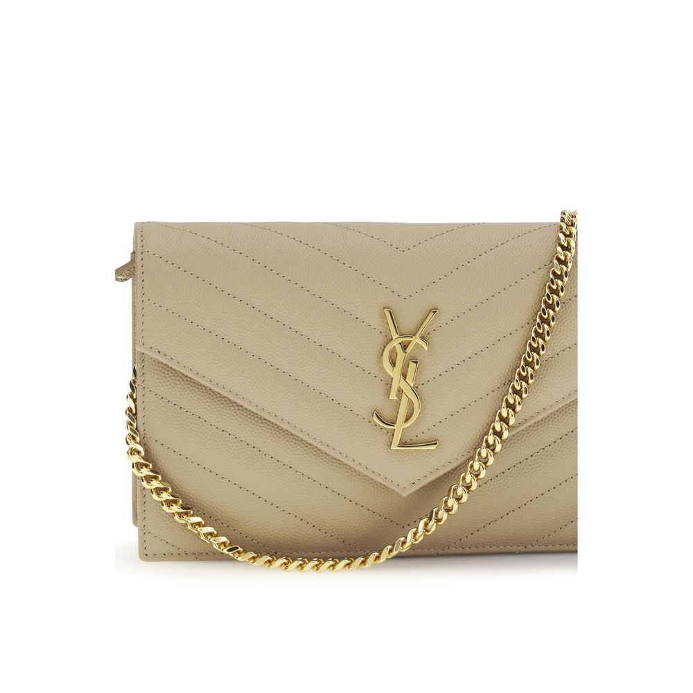 Beige Calf Leather Bos Taurus Shoulder Bag Saint Laurent