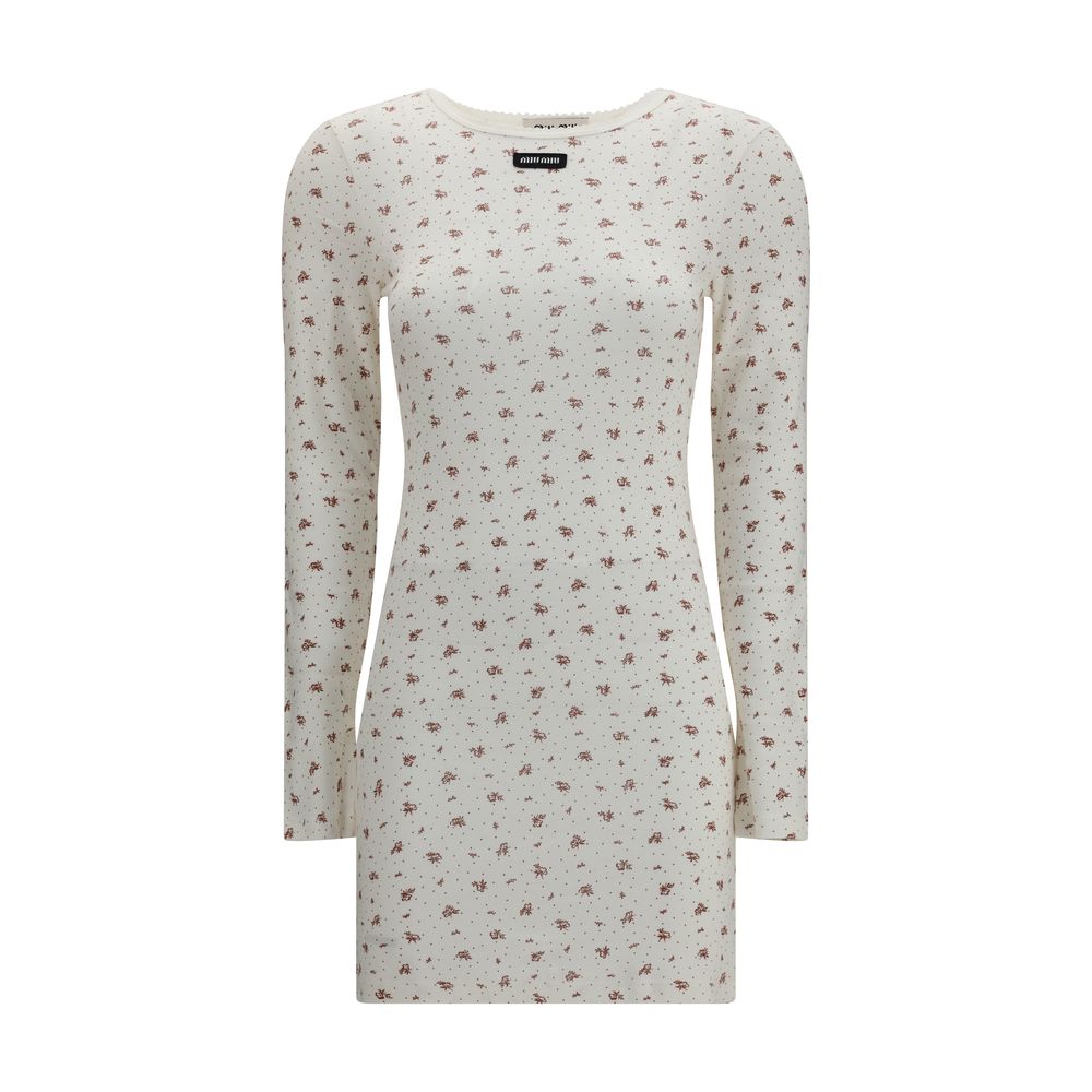 White Cotton Casual Dress Miu Miu