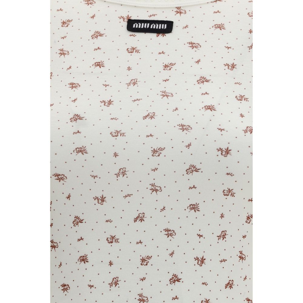 White Cotton Casual Dress Miu Miu