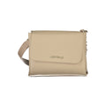 Beige Polyurethane Women Bag