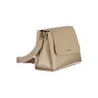 Beige Polyurethane Women Bag