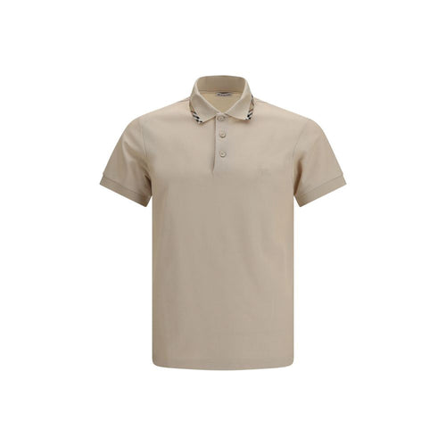 Beige Cotton Polo Shirt Burberry