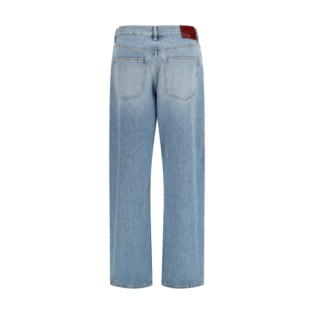 Blue Cotton Straight-Leg Jeans Gucci
