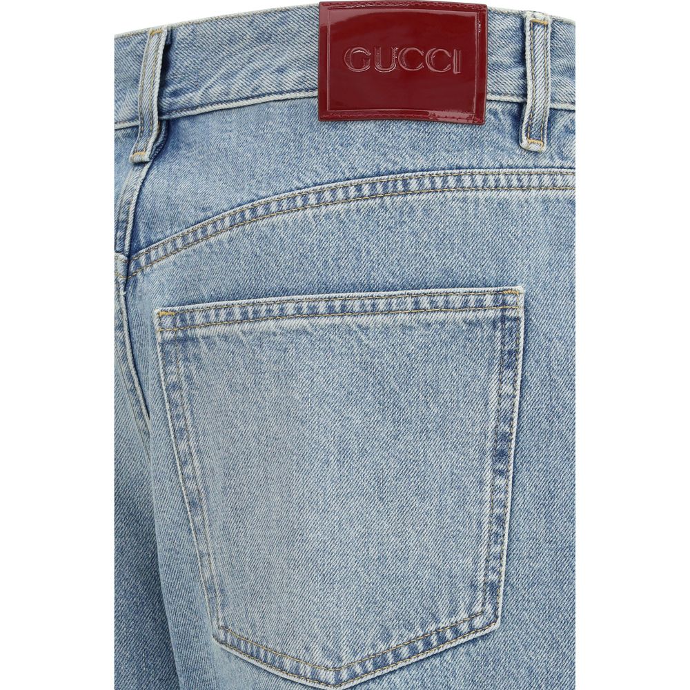 Blue Cotton Straight-Leg Jeans Gucci