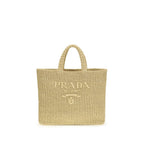 Beige Raffia Shoulder Bag Prada