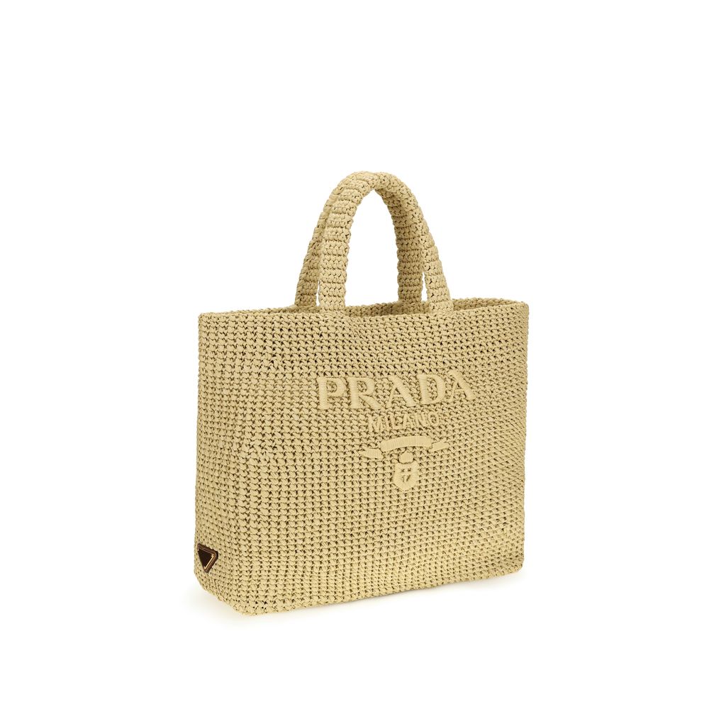 Beige Raffia Shoulder Bag Prada
