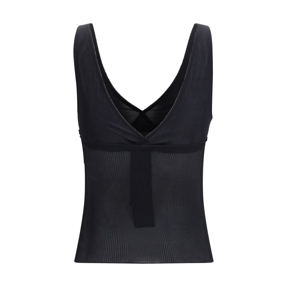 Black Silk Sleeveles T-Shirt Saint Laurent