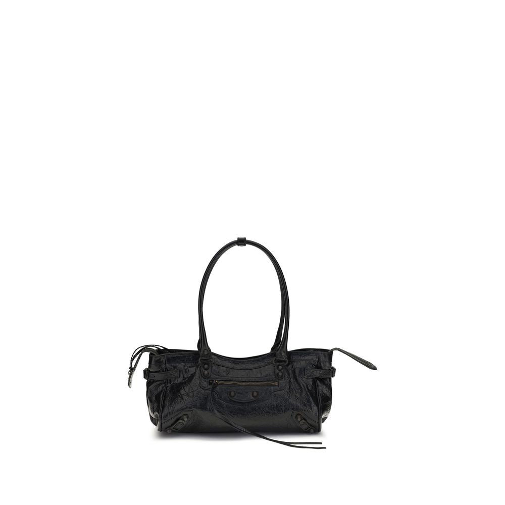 Black Calf Leather Bos Taurus Shoulder Bag Balenciaga