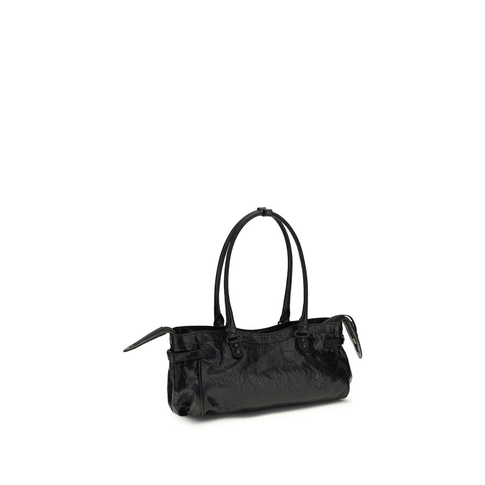 Black Calf Leather Bos Taurus Shoulder Bag Balenciaga