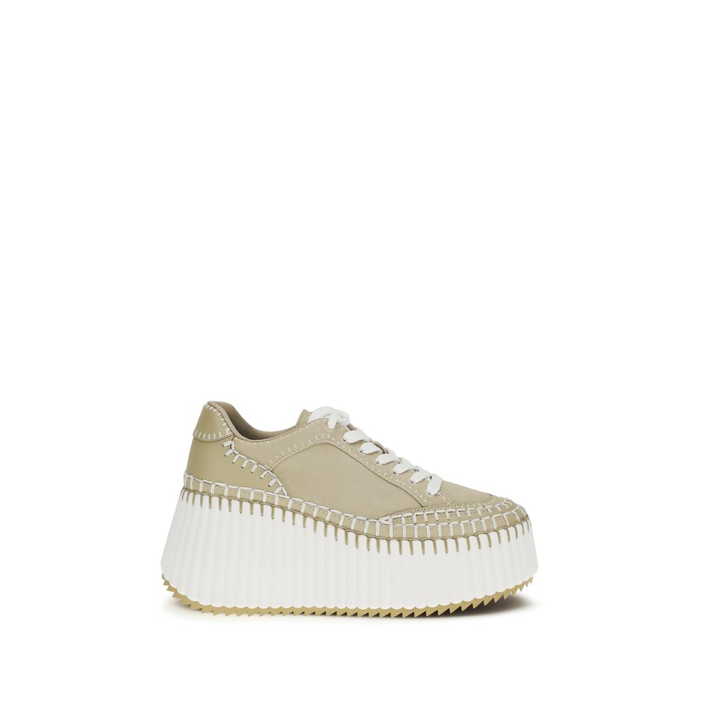 Bicolor Fabric Platform Sneakers Chloé