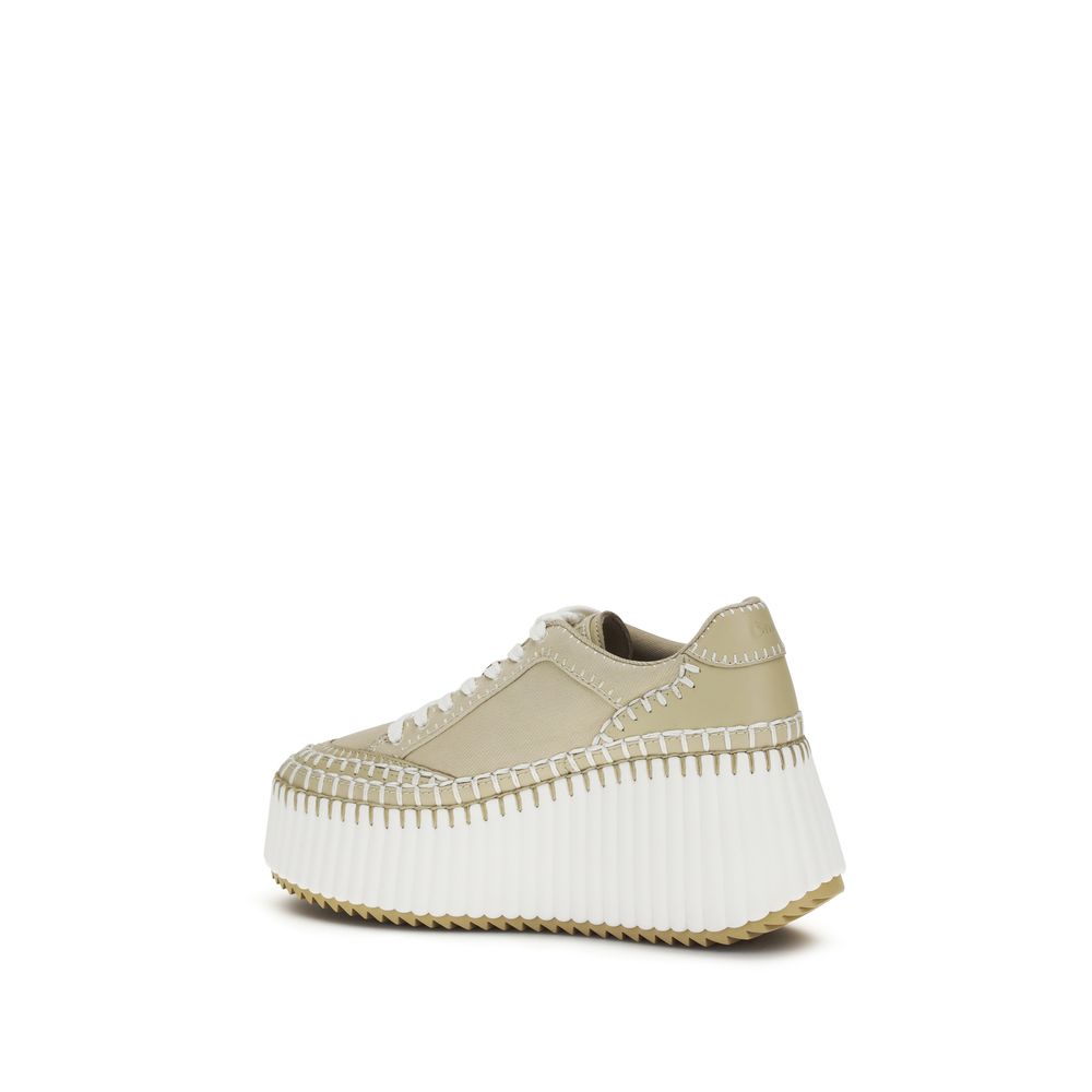 Bicolor Fabric Platform Sneakers Chloé