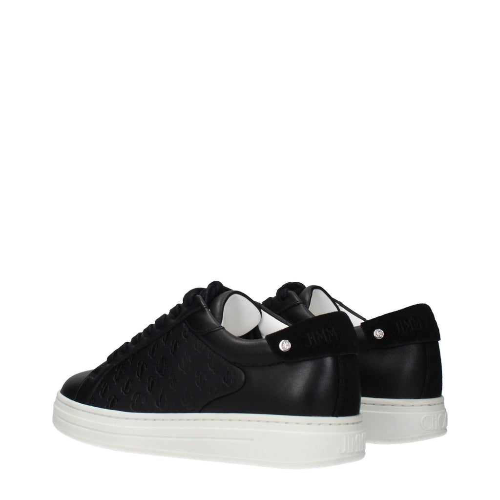 Black Leather Low Top Sneakers Jimmy Choo
