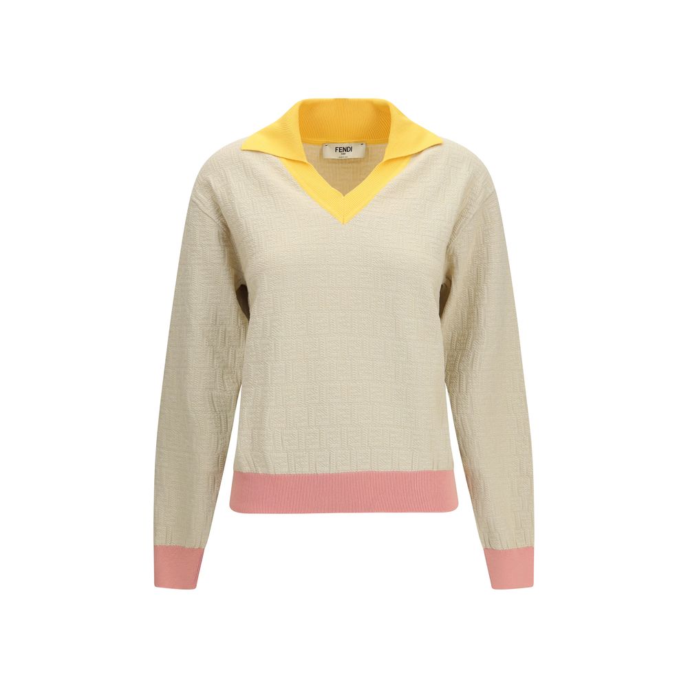 Beige Cotton Sweatshirt Fendi