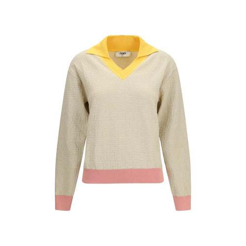 Beige Cotton Sweatshirt Fendi