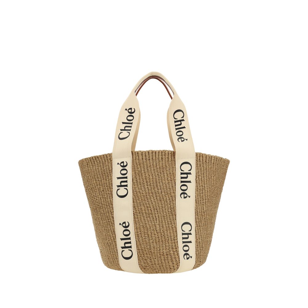 Beige Raffia Shoulder Bag Chloé