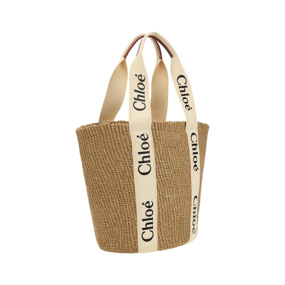 Beige Raffia Shoulder Bag Chloé