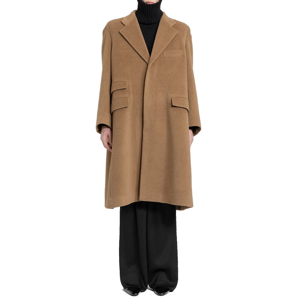 Brown Wool Coat Saint Laurent