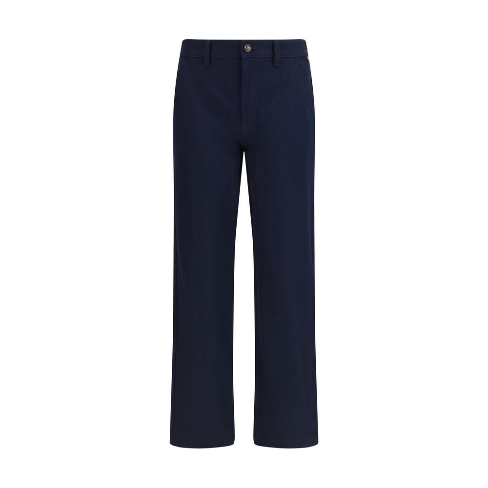 Blue Cotton Chino Pants Burberry