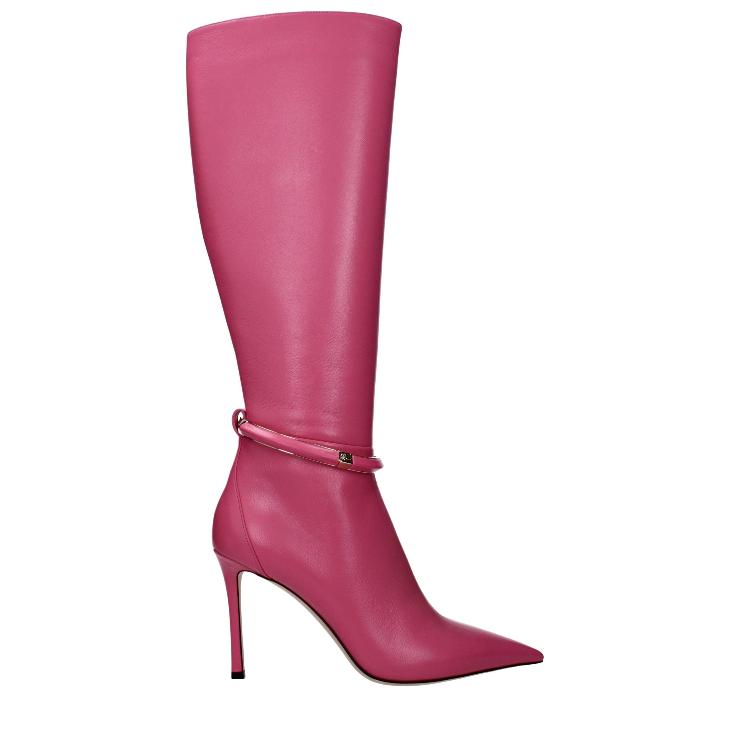 Pink Leather High Heel Boots Jimmy Choo