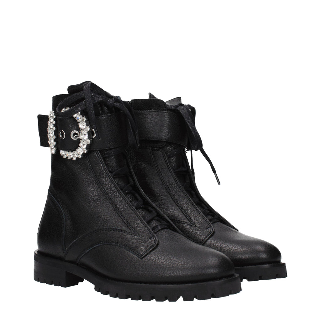 Black Leather Ankle Boots Jimmy Choo