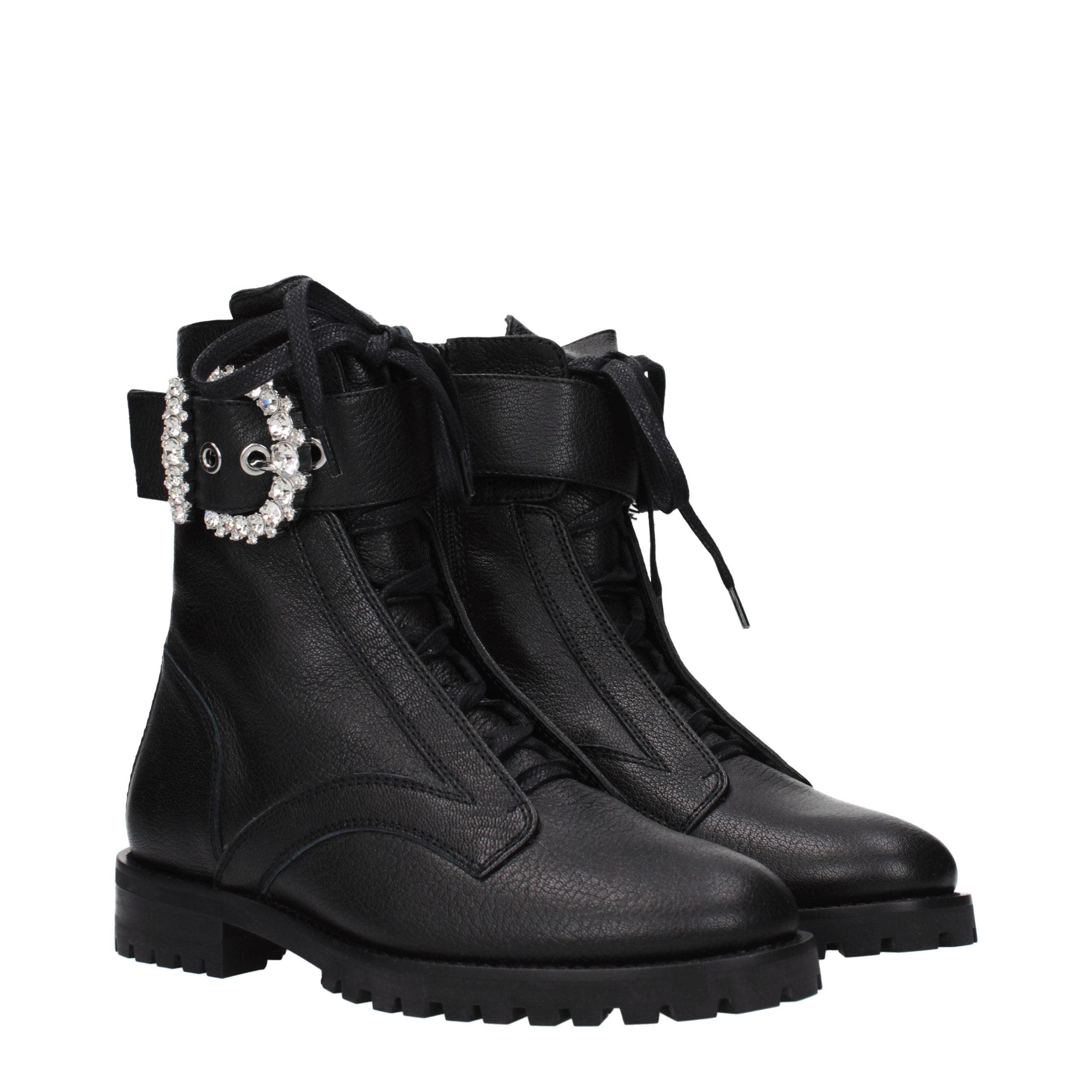 Black Leather Ankle Boots Jimmy Choo
