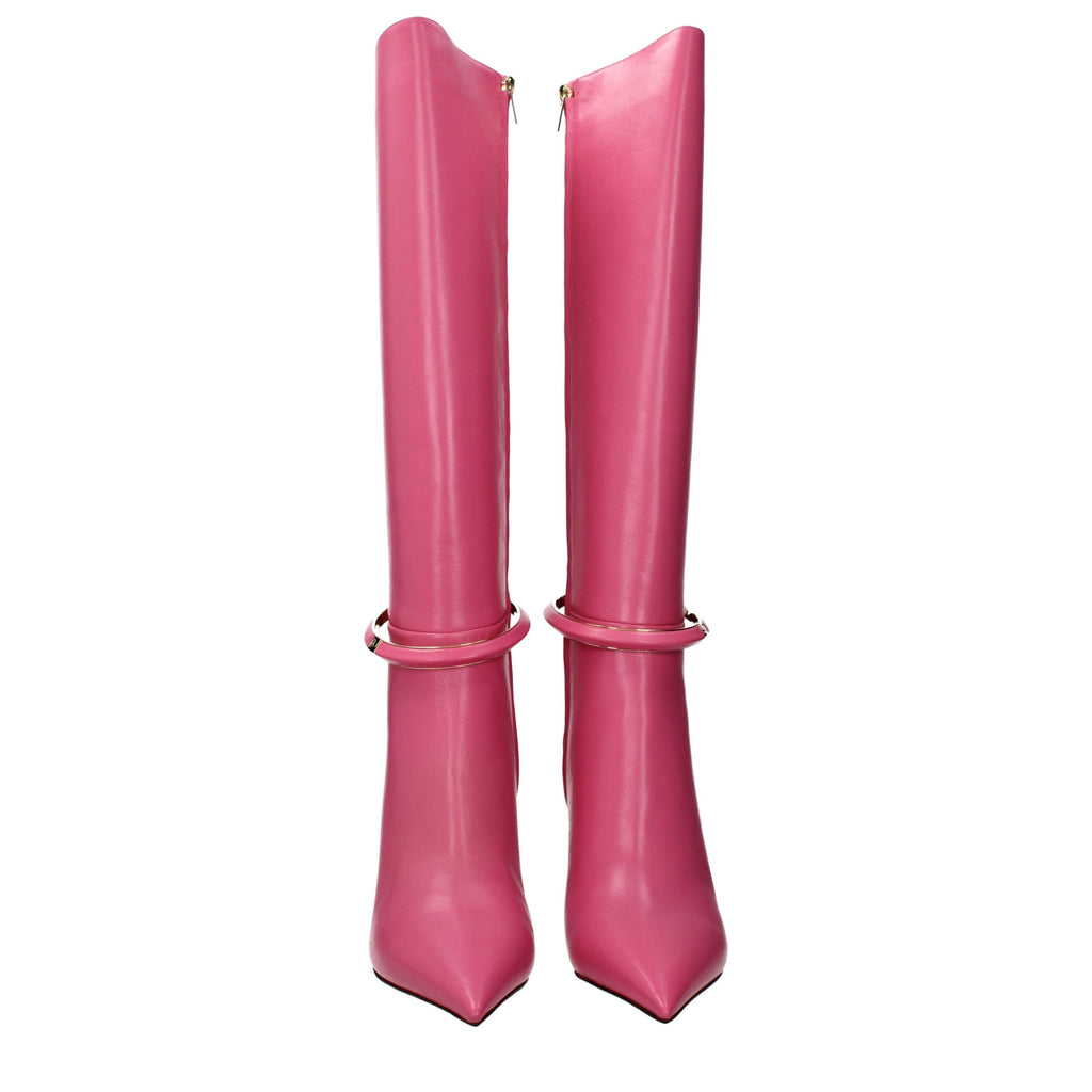 Pink Leather High Heel Boots Jimmy Choo
