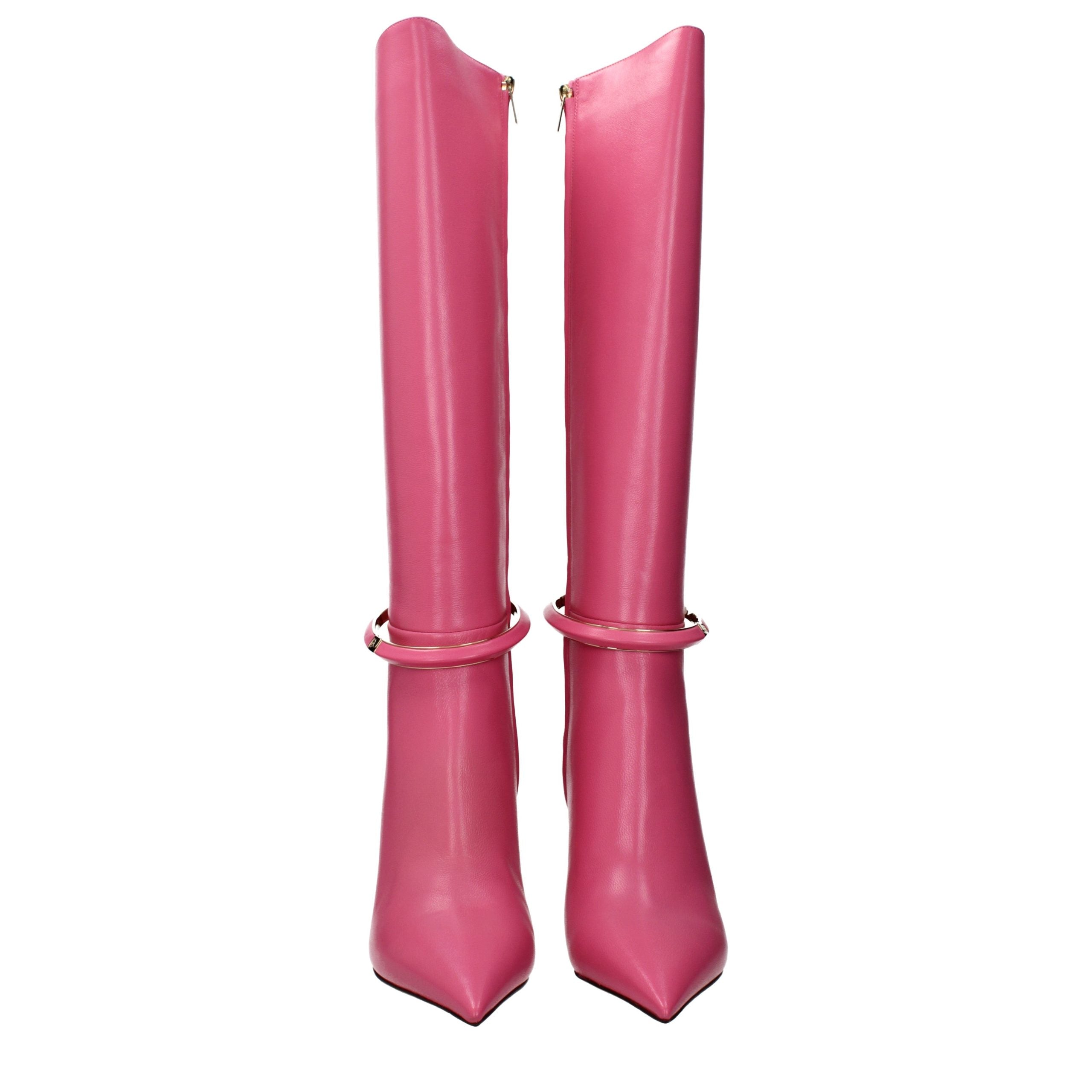 Pink Leather High Heel Boots Jimmy Choo