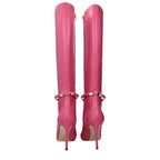 Pink Leather High Heel Boots Jimmy Choo