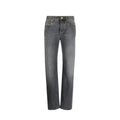 Gray Cotton Relaxed Fit Jeans