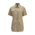 Beige Cotton Casual Dress