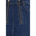 Blue Cotton Mini Skirt