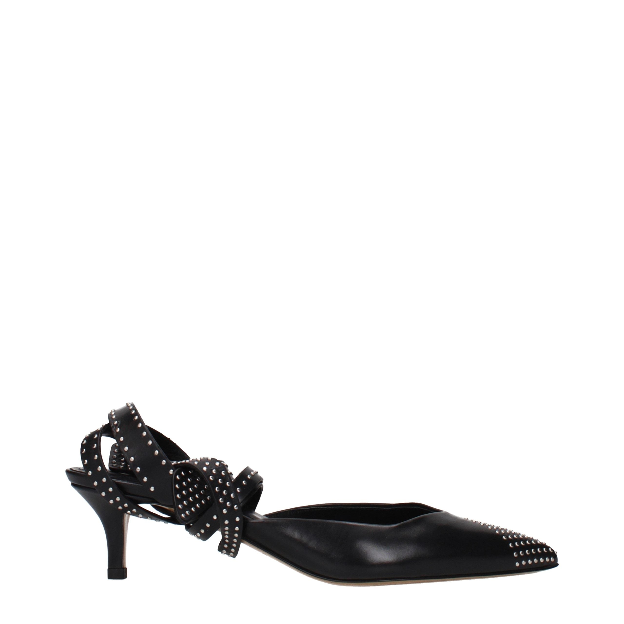 Black Leather High Heel Pumps