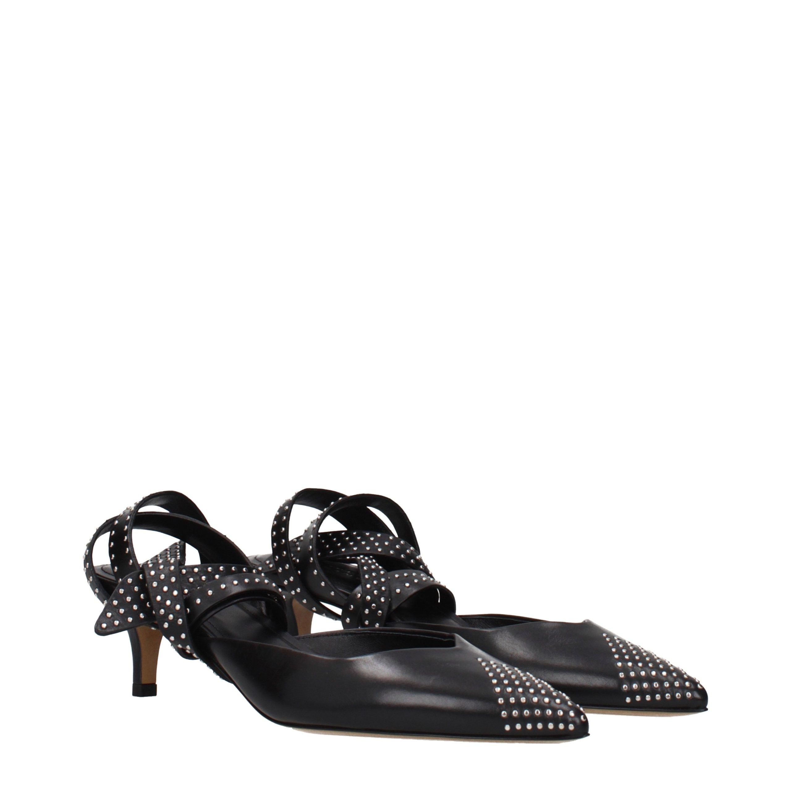 Black Leather High Heel Pumps