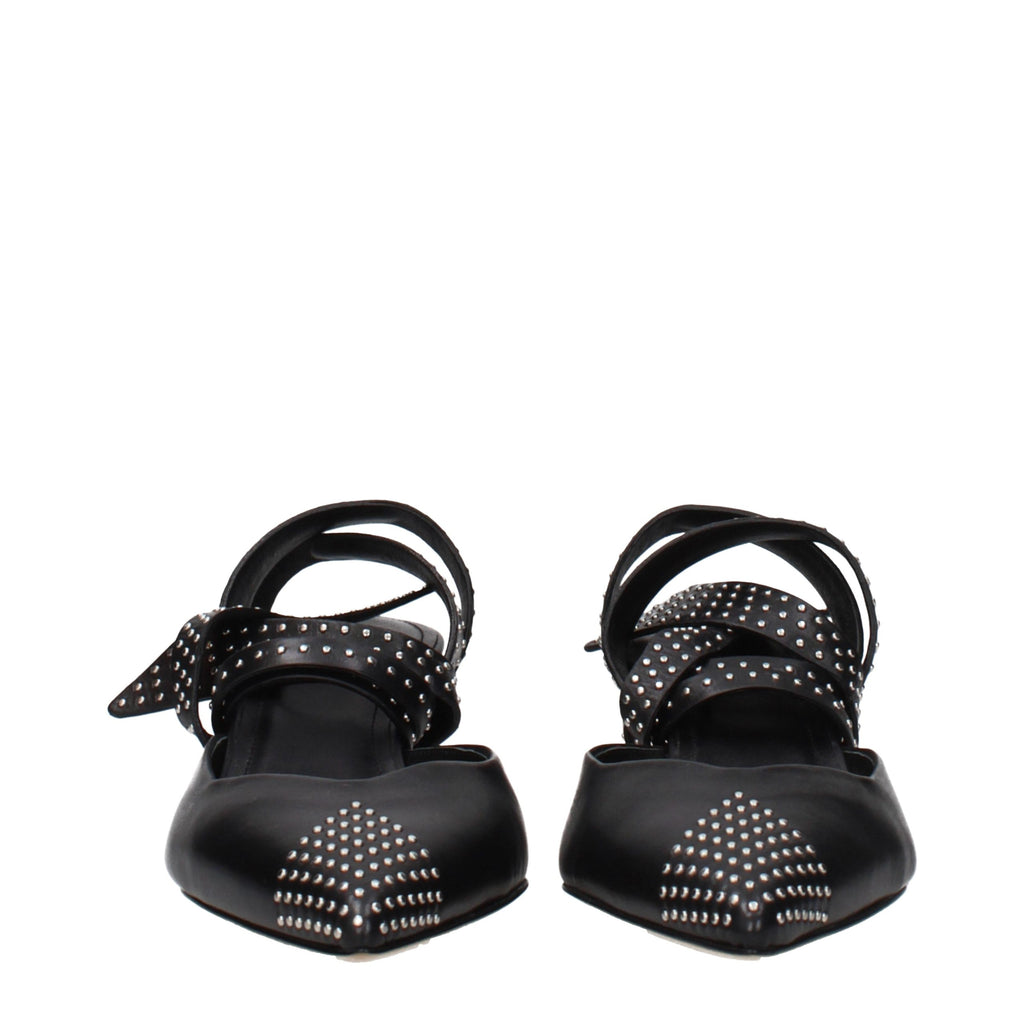 Black Leather High Heel Pumps