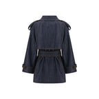 Blue Cotton Trench Coat
