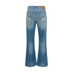 Blue Cotton Flared Jeans