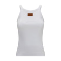 White Cotton Sleeveles T-Shirt