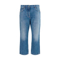 Blue Cotton Straight-Leg Jeans