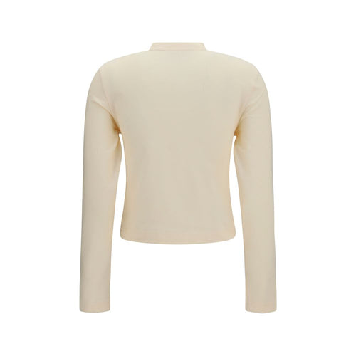 Beige Cotton Long Sleeve T-Shirt