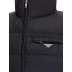 Black Recycled Polyamide Sleeveless Jacket