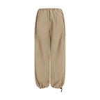 Beige Cotton Athletic Pants