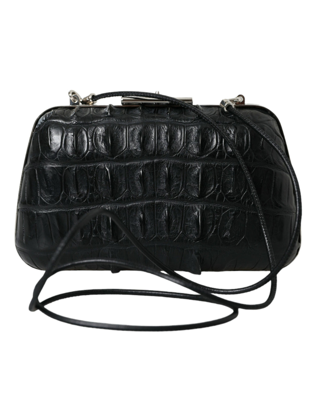 Black Exotic Skin Leather Shoulder Crossbody Box Clutch Bag Balenciaga