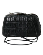 Black Exotic Skin Leather Shoulder Crossbody Box Clutch Bag Balenciaga