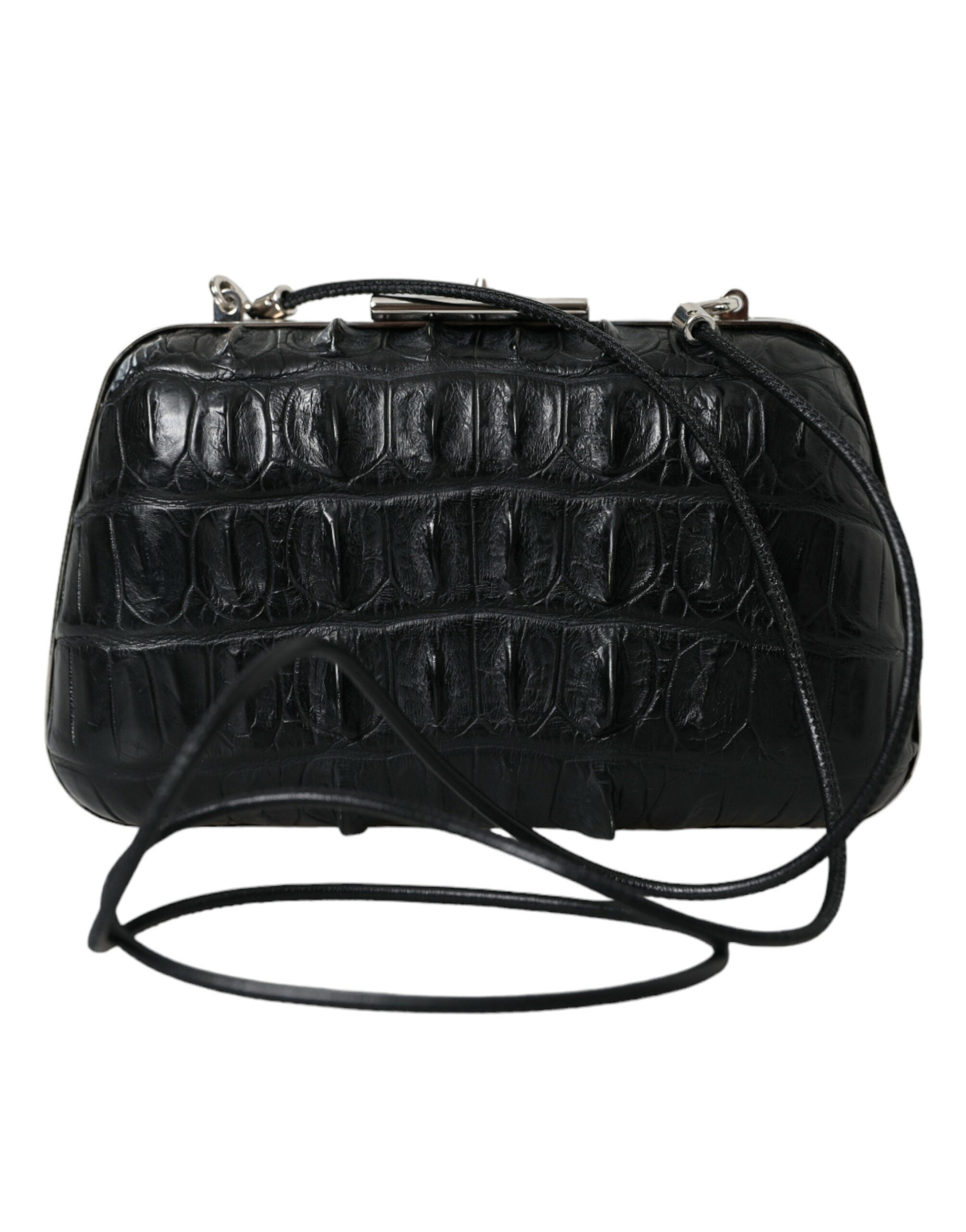 Black Exotic Skin Leather Shoulder Crossbody Box Clutch Bag Balenciaga