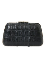 Black Exotic Skin Leather Shoulder Crossbody Box Clutch Bag Balenciaga