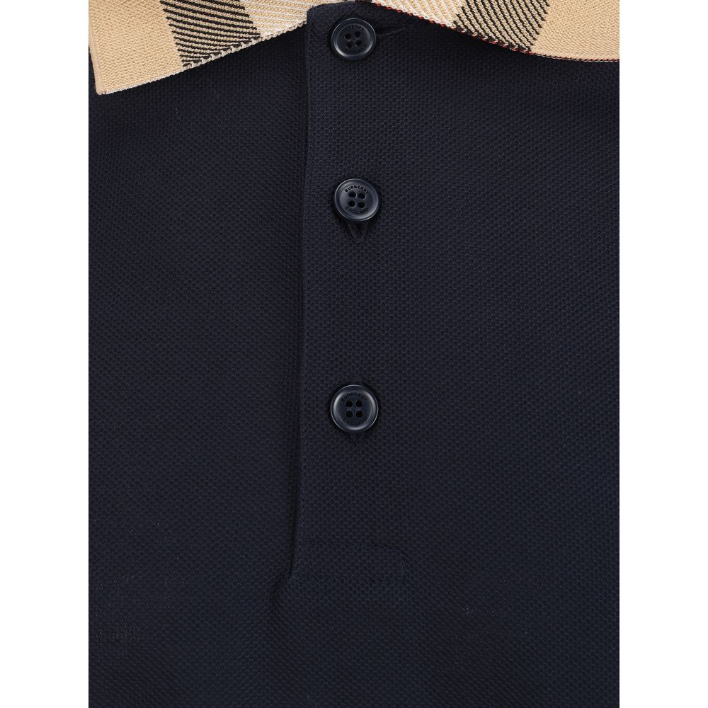 Blue Cotton Polo Shirt Burberry