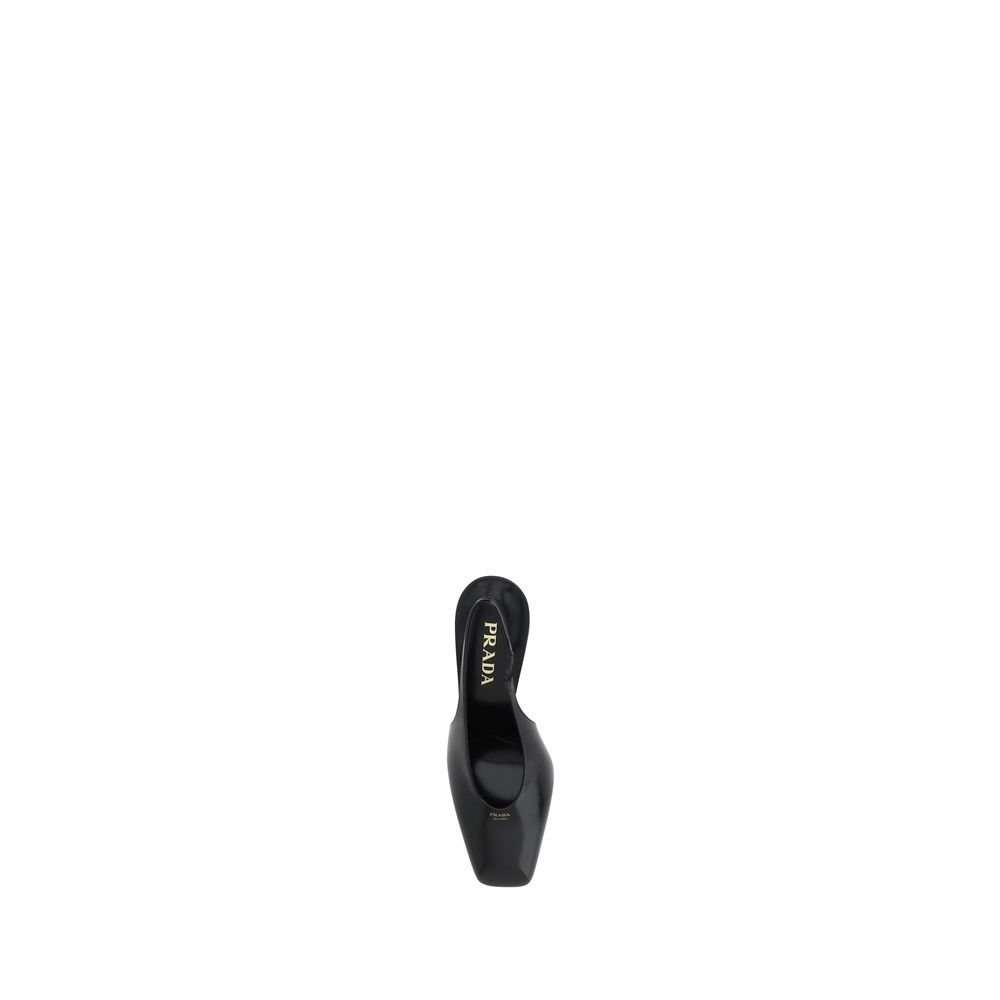 Black Calf Leather Pumps Prada