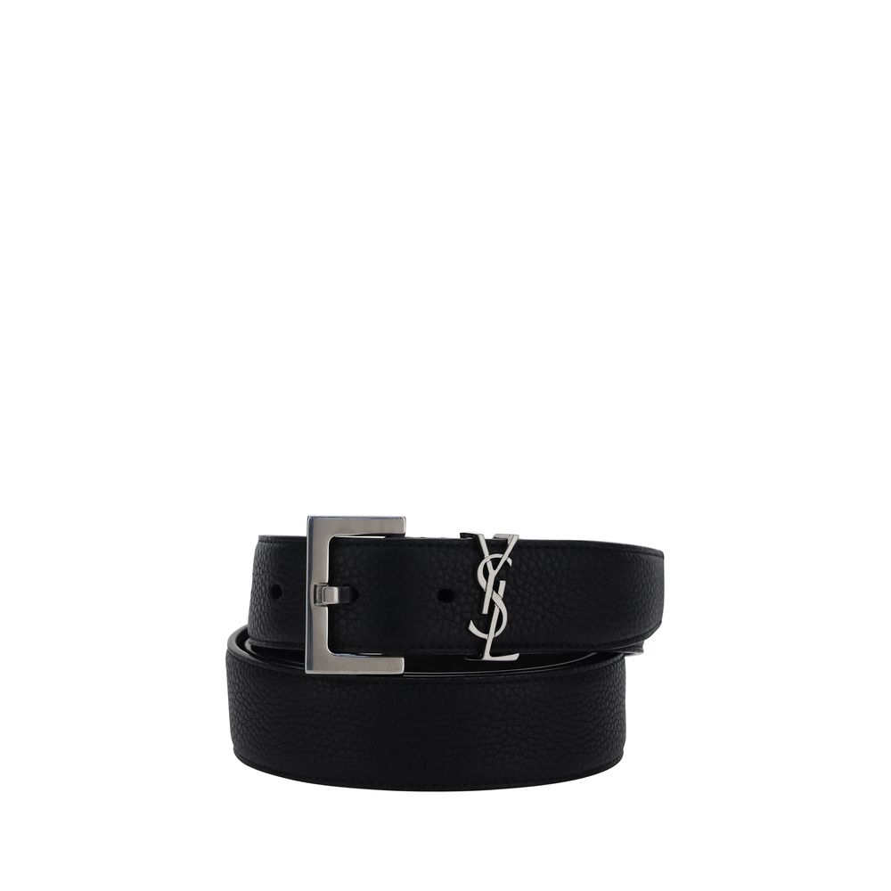 Black Calf Leather Bos Taurus Belt Saint Laurent