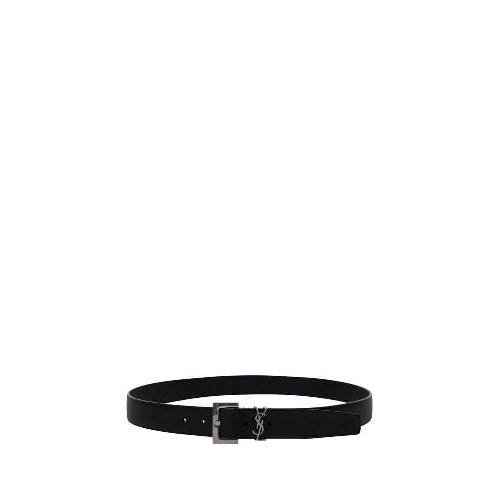 Black Calf Leather Bos Taurus Belt Saint Laurent